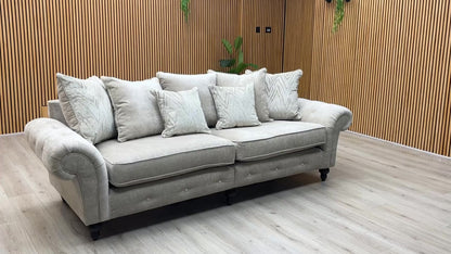 ‘Gillingham’ Beige Chenille Fabric 4 Seater Split Frame Sofa