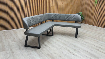 ‘Venus’ Grey Faux Leather Right Hand Facing Corner Dining Bench