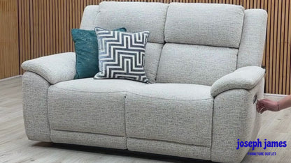 ‘Utah’ Stone Grey We-0102 Fabric 2 Seater Power Recliner Sofa with Power Headrests, Power Lumbar and Heated Seats