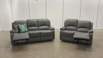 ‘Bennett’ Grey Endurance Fabric Manual Recliner 3 + 2 Seater Sofa Set