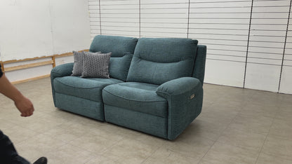 G Plan ‘Amesbury’ B160 Mamas Ocean Fabric 3 Seater Power Recliner Sofa with Power Headrests, Power Lumbar and Heated Seats