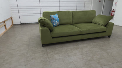 'Euphoria' Olive Sensual Velvet 4 Seater Sofa