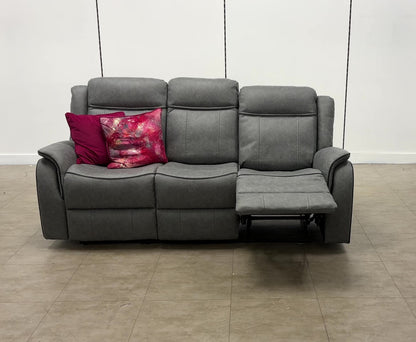 'Kardashian' Grey Endurance Fabric Manual Recliner 3 Seater Sofa