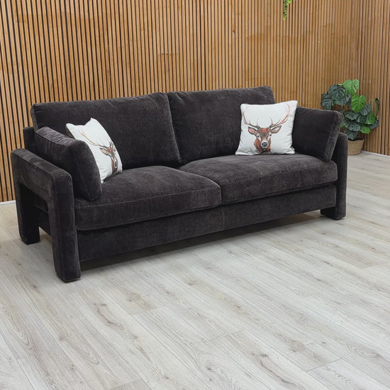 Video preview for the product, demonstrating the size, fabric, and overall shape of the ‘Heath’ 4 Seater Sofa.