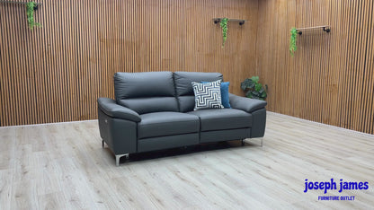 ‘Pavilion’ Charcoal Grey Faux Leather 3 Seater Power Recliner Sofa