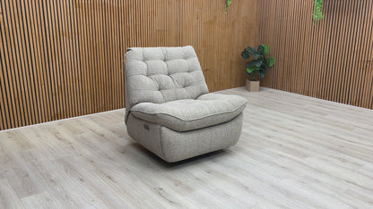 'Ozzy' Fab-Ska-R28 Beige Woven Fabric Swivel Rocker Power Recliner Chair