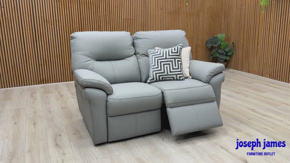 G Plan ‘Seattle’ Bluish Grey Leather 2 Seater Power Recliner Sofa