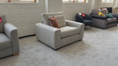 ‘Burton' Light Grey Tight Weave Fabric Love Seat
