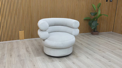 ‘Fitzrovia’ Fog Silver Linen Fabric Accent Swivel Chair