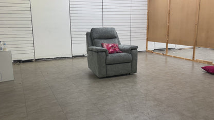 G Plan ‘Thornbury’ Grey Marbled Velvet Power Recliner Chair with Power Headrest and Power Lumbar
