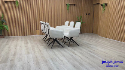 ‘Jason’ White Corduroy Fabric Swivel Dining Chair - Set Of 6