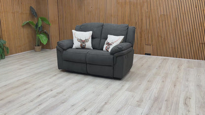 'Albion' Charcoal Fabric 2 Seater Manual Recliner Sofa