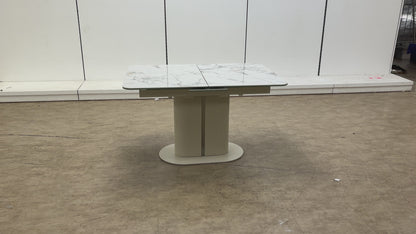 Avorio_ Marble Effect Ceramic Top 130cm Pop-Up Extending Dining Table