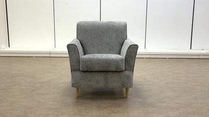 ‘Tenby’ Silver Velour Fabric Armchair