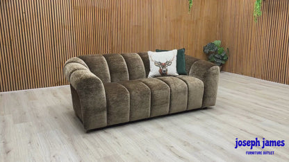 ‘Rhianna’ Aston Chocolate Brown Linen Fabric Large 2 Seater Sofa