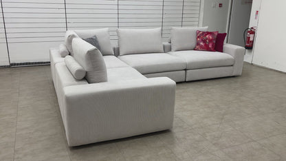 ‘Portofino’ Foxtrot Silver Chord Fabric 3 Corner 1 Modular Sofa