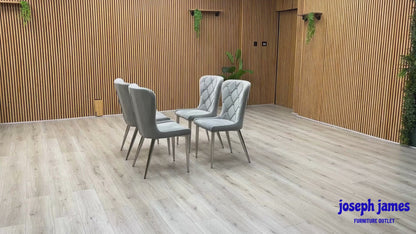 ‘Donnie’ Grey Fabric Set of 4 Dining Chairs