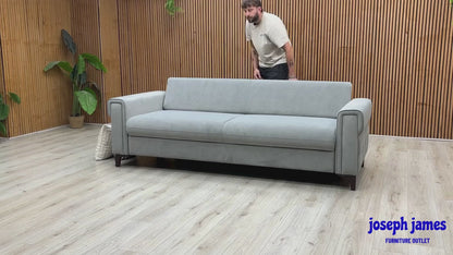 ‘Zoom’ Nappe Velvet Grey Nv-0107 Velvet 3 Seater Sofa Bed