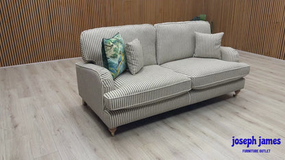 'Bay' Olive Green Stripe Fabric 3 Seater Sofa