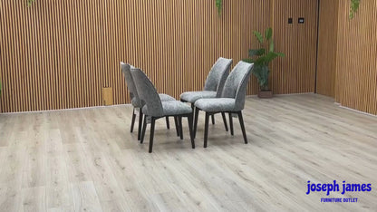 ‘Valley’ Light Grey Fabric Dining Chairs - Set of 4