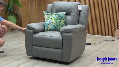 ‘Marlowe’ Grey Microfiber Fabric Power Recliner Armchair