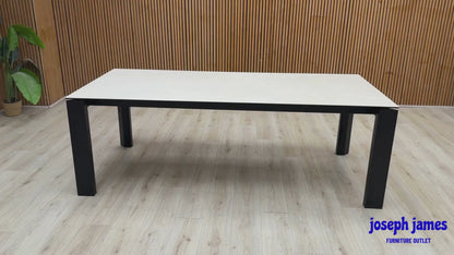 Connubia ‘Viola’ Mtl Blk-Arn Light Grey Ceramic Top 220cm Dining Table