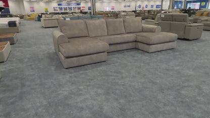 'Serenis' Oatmeal Rest Velvet Large Double Ended Chaise Sofa
