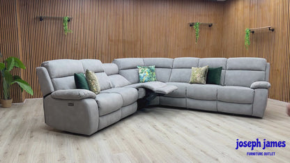 ‘Moreno’ Sfa-Pey-R09 Dove Grey Fabric Large Power Recliner Sofa + Armless Unit + Armless Unit