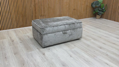 ‘Sasha’ Alexandra Grey Chenille Fabric Large Storage Footstool