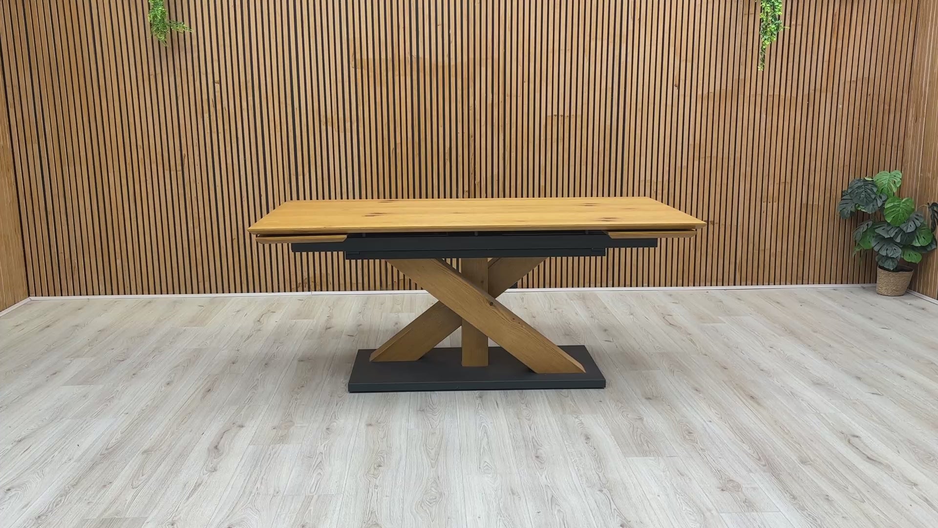 Product video tour of the ‘Aydin’ Solid Oak Extending Dining Table, demonstrating the simple pull-out extension mechanism and overall build quality.