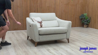 ‘Moderna’ Blr Sand Sw Woven Fabric Power Recliner Snuggler with Power Telescopic Headrest