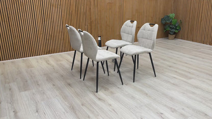 Video preview of the Alva Beige Fabric Fixed Dining Chair.