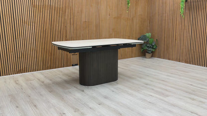 ‘Tiber’ Travertine Ceramic Top 160cm Draw Leaf Extending Dining Table