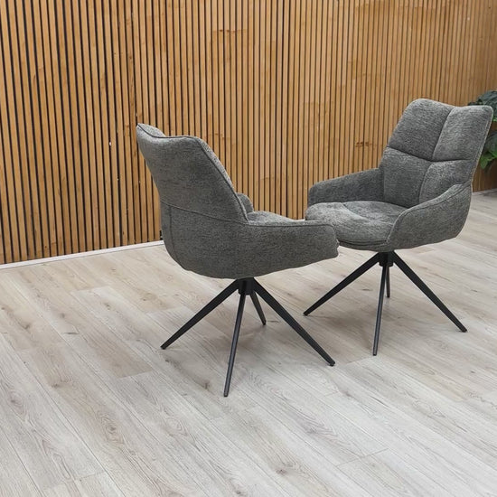 Video demonstrating the smooth 360-degree swivel mechanism of the Kiara Ash dining chair.