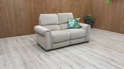 'Nixon' Fab-Meg-R32 Light Khaki Velvet 2 Seater Power Recliner Sofa