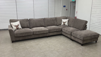 ‘Legend’ Kingston Nutmeg Classic Back Fabric Right Hand Facing Open End Corner Sofa + Armless Unit