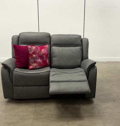 'Kardashian' Grey Endurance Fabric Manual Recliner 2 Seater Sofa