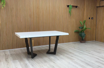 ‘Palazzo’ Glossy White High Gloss 160cm Extending Dining Table + Double Extension Leaf