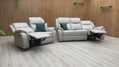 ‘Texas’ Stainley Stone Microfibre 3 + 2 Seater Power Recliner Sofa Set