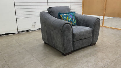 ‘Galleria’ Utah Grey Leather Cuddler Chair