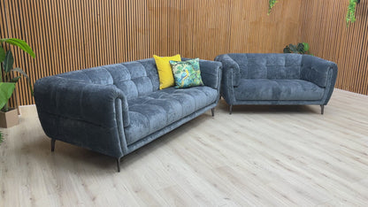 ‘Sienna’ Hudson Ocean Blue 25315 Fabric 3 + 2 Seater Sofa Set