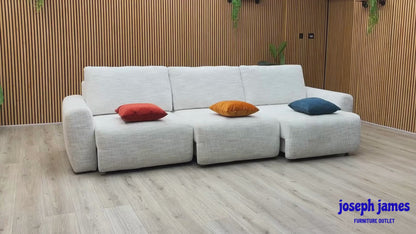 Ideal Home 'Gemini' Light Grey Fabric 3 Seater Sofa