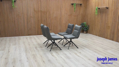 ‘Catalina’ Dark Grey Faux Leather Set of 4 Swivel Dining Chairs