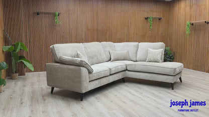 ‘Theodore’ Celine Husk Grey Fabric Right Hand Facing Corner Sofa