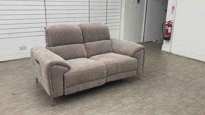 'Vino' Nutmeg Fabric 2 Seater Power Recliner Sofa with Power Headrests and Heated Seats