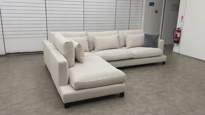 Dwell 'Lugano' Ivory Jagger Fabric Right Hand Facing Arm 3 Piece Open End Corner Chaise Sofa