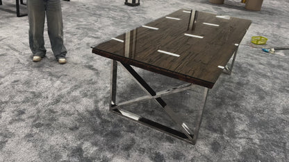 ‘Chennai’ Rustic Wood Dining Table with X-Shaped Legs