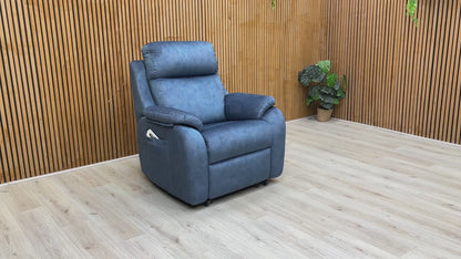 Video demonstration showing the dual-motor electric lift, rise, and recline functions of the Kingsbury chair.