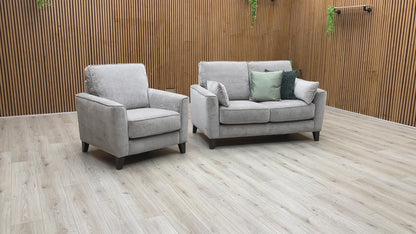 ‘Brondby’ Fab-Can-R452 Greymist Fabric 2 Seater Sofa + Armchair