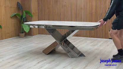 'Gabana' Real Marble Large 180cm Extending Dining Table